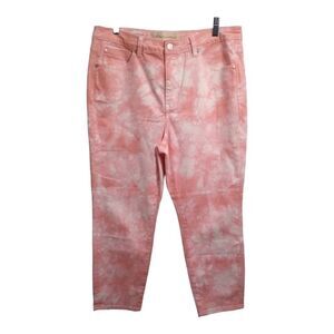 Soft Surroundings Pink Ultimate Denim Tie Dye Highrise Skinny Ankle Jeans Sz 14P